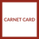 Carnet card in red text on a white background with a red border