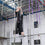 Trapeze student doing a pull up in the trapeze ropes